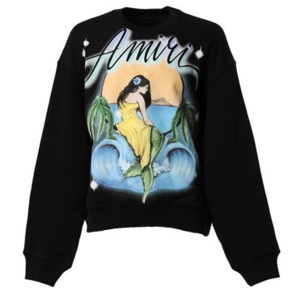 NWT AMIRI Black Printed Sweater - Men’s Small Mermaid Print